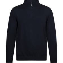 Lacivert Regular Fit Fermuarlı Yarım Balıkçı Yaka Kazak