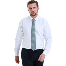 Beyaz Slim Fit Düz Slim Yaka Pamuklu Uzun Kollu Gömlek