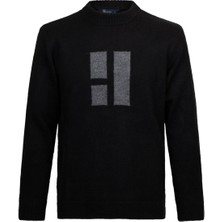Siyah Regular Fit Çeyrek Balıkçı Yaka Triko Kazak