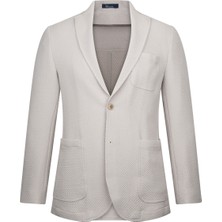 Bej Slim Fit Mono Yaka Klasik Ceket
