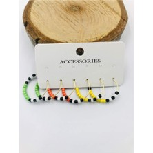 Gold Renk Renkli Boncuklu Çoklu Küpe