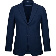 Lacivert Slim Fit Mono Yaka Klasik Ceket