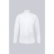 Beyaz Slim Fit Uzun Kollu Pamuklu Gömlek