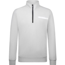 Gri Regular Fit Fermuarlı Yarım Balıkçı Yaka Pamuklu Sweatshirt