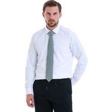 Beyaz Slim Fit Düz Slim Yaka Pamuklu Uzun Kollu Gömlek