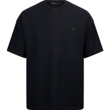 Lacivert Regular Fit Bisiklet Yaka Oversize Tişört