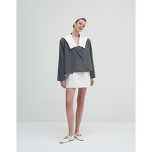 Geniş Yakalı Garnili Ceket