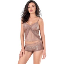 Secret Sita Arias Closet Vizon Jakarlı Babydoll Şort Takımı