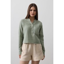 Aydoğan Ticaret44 Cepli Hakim Yaka Bluz - Haki