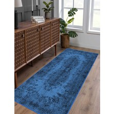 Vitage Mavi Eskitme Model Dokuma Taban Kilim
