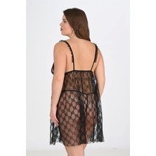 Secret Sita Arias Closet Büyük Beden Siyah Gecelik 3041