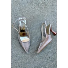 Rose Yılan Desenli Parlak Deri Kadın Topuklu Stiletto