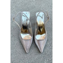 Rose Yılan Desenli Parlak Deri Kadın Topuklu Stiletto