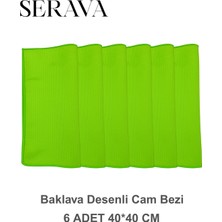 Serava 6'lı Baklava Desenli Mikrofiber Cam Bezi - Iz Bırakmayan Temizlik Bezi (40X40)