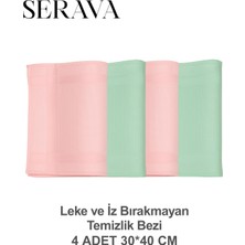 Serava 4'lü Mikrofiber Bez – Leke ve Iz Bırakmayan Temizlik Bezi (30X40)