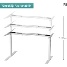 Beyaz Yükseklik Ayarlı Masa | S Mekanizma | L Tip Elektrikli Masa Mekanizması