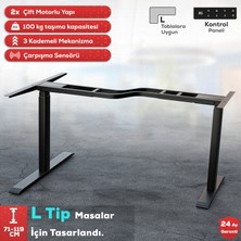 Siyah Yükseklik Ayarlı Masa | S Mekanizma | L Tip Elektrikli Masa Mekanizması