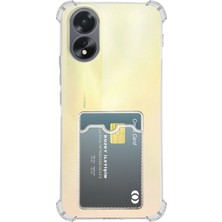 Kzy Oppo A38 Kapak ile Uyumlu Kamera Korumalı Kartlıklı Darbe Emici Özellikli Şeffaf Silikon Kılıf