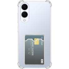 Kzy Samsung S25 Edge Kapak ile Uyumlu Kamera Korumalı Kartlıklı Darbe Emici Özellikli Şeffaf Silikon Kılıf
