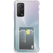 Kzy Xiaomi Mi 10T Kapak ile Uyumlu Kamera Korumalı Kartlıklı Darbe Emici Özellikli Şeffaf Silikon Kılıf