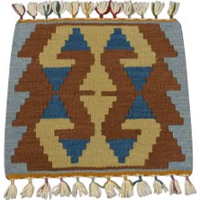 Yeni El Dokuma Kare Köşe Sandalye Minderi Pınarbaşı Kayseri Yün Kilim 5977