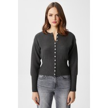 Ritnice Kadın Aria Premium Viscose Yumuşak Antrasit Triko Hırka