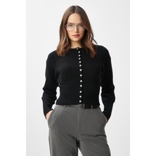 Ritnice Kadın Aria Premium Viscose Yumuşak Siyah Triko Hırka