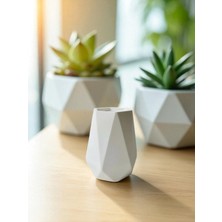 Nevhan Sanat Minimalist Beton Seramik Mini Vazo – Modern Masaüstü Dekoru ve Çok Amaçlı Kullanım (10  cm )