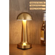 Neo Vista Mantar Model Retro Masa Lambası Gold Renk Dimmerli Şarjlı Dekoratif Dokunmatik