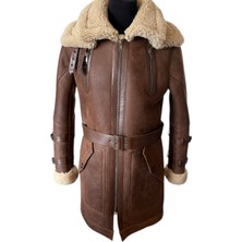 Asus Deri - Erkek Kahverengi Hakiki Koyun Kürkü Kaban - Cooper