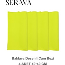 Serava 4'lü Baklava Desenli Mikrofiber Cam Bezi - Iz Bırakmayan Temizlik Bezi (40X40)