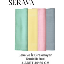 Serava 4'lü Mikrofiber Bez – Leke ve Iz Bırakmayan Temizlik Bezi (40X60)