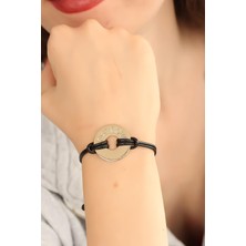 Freedom (Özgür) Siyah Deri Ipli Unisex Mood Bileklik