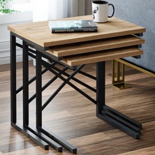 Ceramical ZG1 Metal Ayaklı 3'lü Zigon Sehpa - Çam