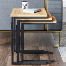 Ceramical ZG1 Metal Ayaklı 3'lü Zigon Sehpa - Çam