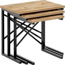 Ceramical ZG1 Metal Ayaklı 3'lü Zigon Sehpa - Çam