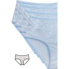 Çankaya Giyim 4'lü Yeni Seri Renkli Yüksek Bel Fitilli Ribana Bato Külot Mavi