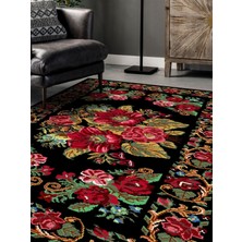 Vitage Etnik Çiçek Desen Eskitme Model Dokuma Taban Kilim