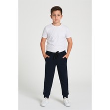 Comeor Lacivert  Kalın Pamuklu Beli ve Paçası Lastikli Cepli 5-6-7-8-9-10-11-12 Yaş Erkek Çocuk Eşofman Altı