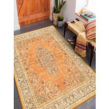 Vitage Turuncu Göbekli Eskitme Model Dokuma Taban Kilim