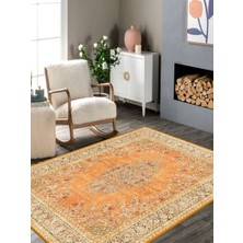 Vitage Turuncu Göbekli Eskitme Model Dokuma Taban Kilim