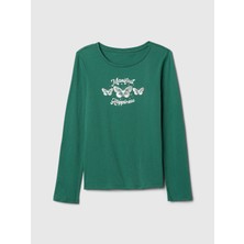 Gap Kız Çocuk Yeşil Grafikli T-Shirt