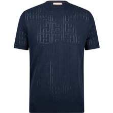 Lacivert Regular Fit Bisiklet Yaka Rayon Tişört