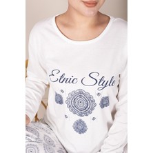 Etnik Desenli Uzun Kol Pijama Takımı
