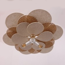 Mylamp Yeni Papatya Doğal Hazeran ve Kumaş Avize 90 cm