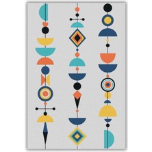 The Reef Design Renkli Bohem Geometrik Desenli Halı Dijital Baskılı Dokuma Kaymaz Tabanlı Yıkanabilir Antialerjik Oturma Odası Halısı
