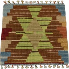 Yeni El Dokuma Kare Köşe Sandalye Minderi Pınarbaşı Kayseri Yün Kilim 5982
