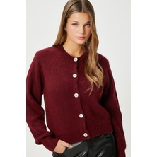 Ritnice Kadın Demi Basic Yumuşak Doku Bordo Basic Triko Hırka