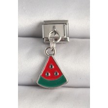 316L Çelik Gümüş Renk Karpuz Dilim Model Nomination Charm