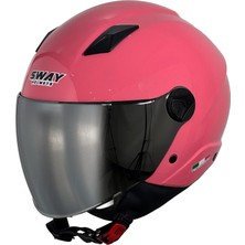 Sway Sw 765 Güneş Vizörlü Yarım Motosiklet Kaskı Pembe